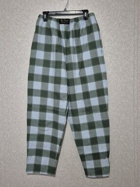 VERMONT FLANNELwomen's Green and White Plaid Flannel Pijama-pants...size:M